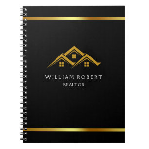 Immobilien Golden House Logo Moderner Makler Notizblock