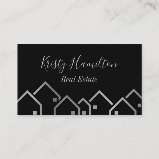 Immobilien in beruflichem Anwesen Silber Visitenkarte (Vorderseite)