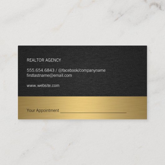 Immobilien in Real Anwesen Linen Gold Metall Terminkarte (Rückseite)