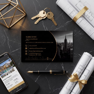 Immobilien in schwarz und gold visitenkarte