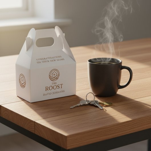 Immobilien-Logo Firma Einweihung Geschenkschachtel