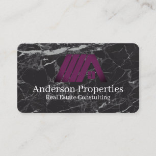 Immobilien-Logo Lila   Schwarzer Marmor Visitenkarte