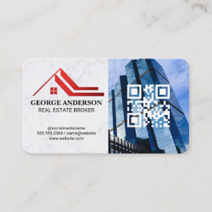 Immobilien-Logo   QR-Code   Wolkenkratzer-Gebäude  Visitenkarte