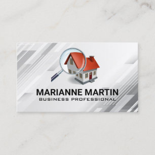 Immobilien Lupe Home-Logo Visitenkarte