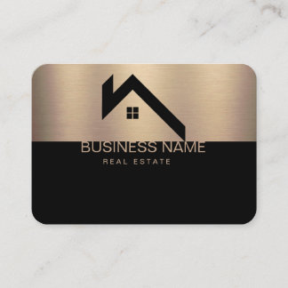 Immobilien Modernes Haus Logo Schwarz & Gold Telefonnummerkarte