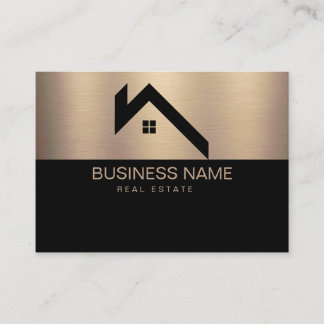 Immobilien Modernes Haus Logo Schwarz & Gold Telefonnummerkarte