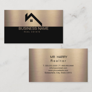 Immobilien Modernes Haus Logo Schwarz & Gold Visitenkarte