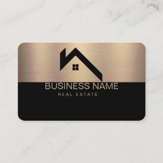 Immobilien Modernes Haus Logo Schwarz & Gold Visitenkarte