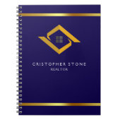 Immobilien Navy Blue Haus Logo Moderner Makler Notizblock (Vorderseite)