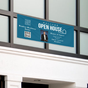 Immobilien-Open-House-Logo-Foto Blau Banner