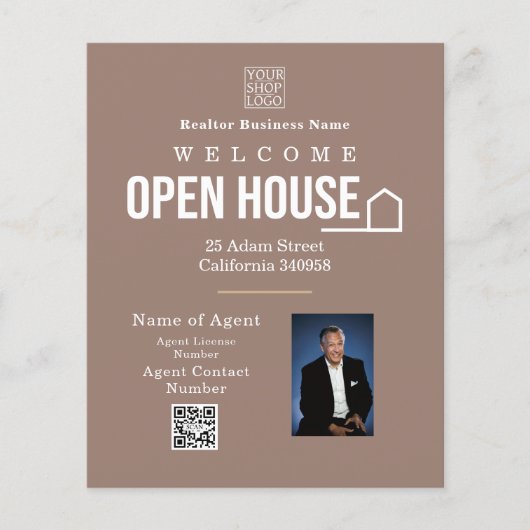Immobilien-Open-House-Logo-Foto Hellbraun Flyer (Vorne)