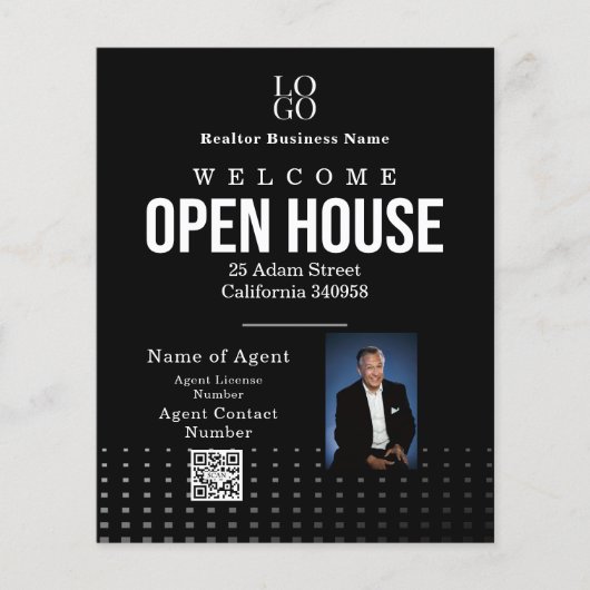 Immobilien-Open-House-Logo-Foto Schwarz Flyer (Vorne)