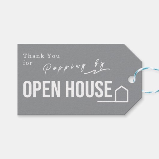 Immobilien-Open-House Moderne Chic Grau Geschenkanhänger (Vorderseite (Horizontal))