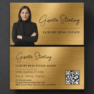 Immobilien-QR-Code-Foto Gold Metallisch Visitenkarte
