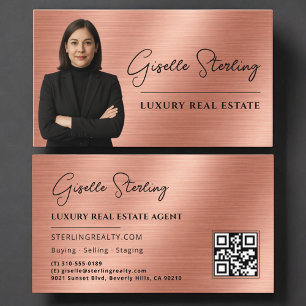 Immobilien-QR-Code-Foto-Roségold-Metallisch Visitenkarte