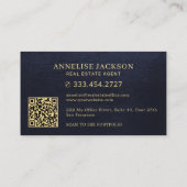 Immobilien-QR-Code-Haus-Logo Navy-Gold Visitenkarte (Rückseite)