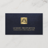 Immobilien-QR-Code-Haus-Logo Navy-Gold Visitenkarte (Vorderseite)