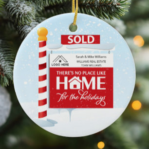 Immobilien-Weihnachts-Verkauft-Schild Keramik Ornament