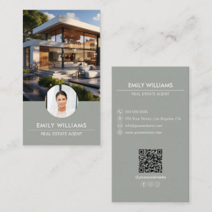Immobilien-Weise Grün Foto QR Code Social Media Visitenkarte
