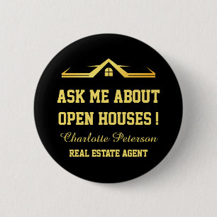 Immobilien-Werbemarketing in Schwarz & Gold Button