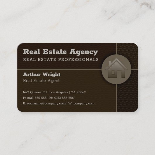 Immobilienagentur | Beruflich Brown Visitenkarte (Vorderseite)