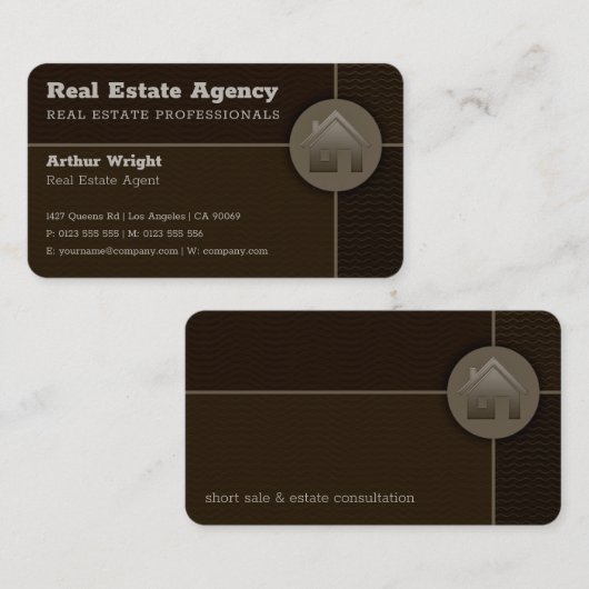 Immobilienagentur | Beruflich Brown Visitenkarte (Vorne/Hinten)