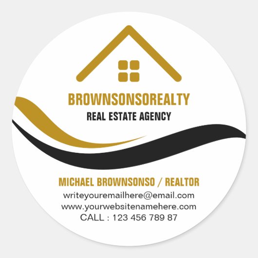 Immobilienagentur mit einfachem Logo Runder Aufkleber (Vorderseite)