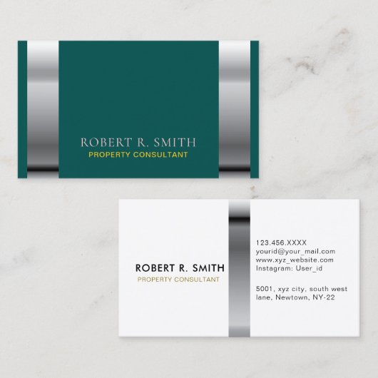 Immobilienberater dunkelgrüne Visitenkarte (Vorne/Hinten)
