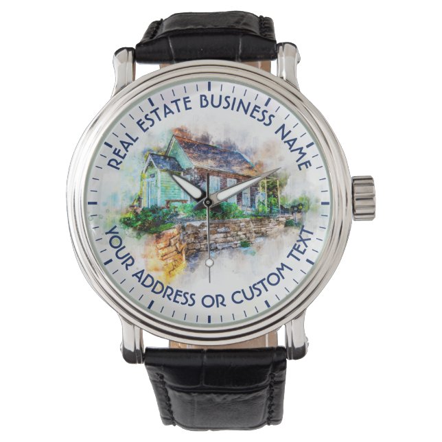 Immobilienbüro und Geschäftsname des Agenten Armbanduhr (Vorderseite)