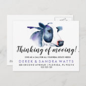 Immobiliengeschäft für den Umzug von Kuh Ankündigungspostkarte (Vorne/Hinten)