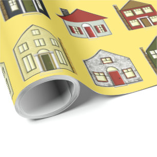 Immobilienhäuser Geschenkpapier