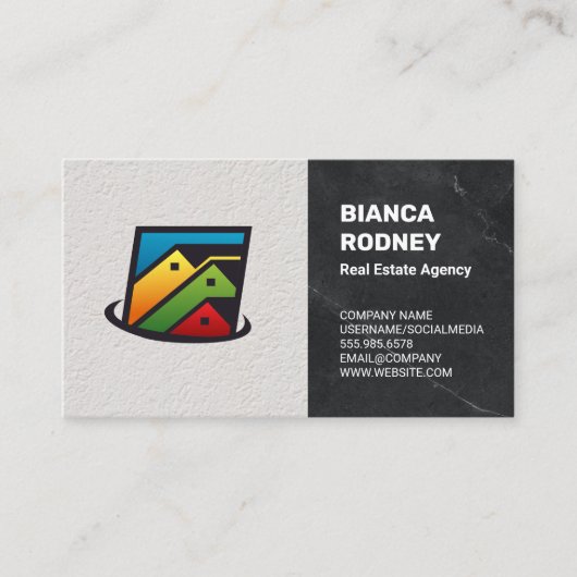 Immobilienhäuser | Marmorsäulenstruktur Visitenkarte (Vorderseite)