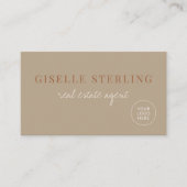 Immobilienmakler Beige Neutrales Logo QR-Code Visitenkarte (Vorderseite)