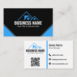 Immobilienmakler Blaues Haus Logo Visitenkarte