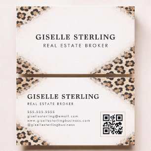 Immobilienmakler Gepard Leopardendruck QR-Code Visitenkarte