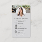 Immobilienmakler Grau QR-Code Foto Visitenkarte (Vorderseite)