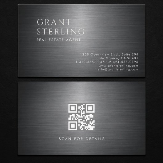 Immobilienmakler Metallischer QR-Code Visitenkarte