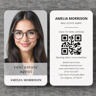 Immobilienmakler Neutrales Foto QR Code Visitenkarte