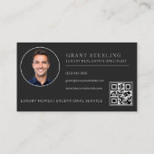 Immobilienmakler-QR-Code Schwarz Silber Visitenkarte (Rückseite)