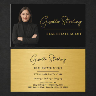 Immobilienmakler Schwarz Gold Luxus Metallisch Visitenkarte