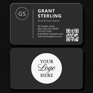 Immobilienmakler Schwarzes Logo QR-Code Profession Visitenkarte