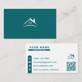 Immobilienmakler Visitenkarte | Teal-Haus-Logo