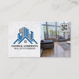 Immobilienmakler   Wohnzimmer   QR Strichcode Visitenkarte