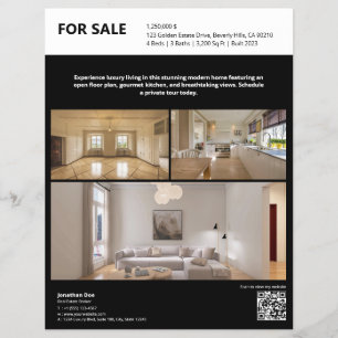 Immobilienobjekt-Listing Flyer in Schwarz