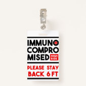 Immun-gefährdetes Abzeichen mit hohem Risiko Ausweis (Rückseite mit Klammer)