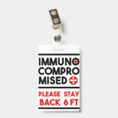 Immunokompromittierte Bitte Bleibe Back Awareness  Ausweis (Rückseite mit Clip)