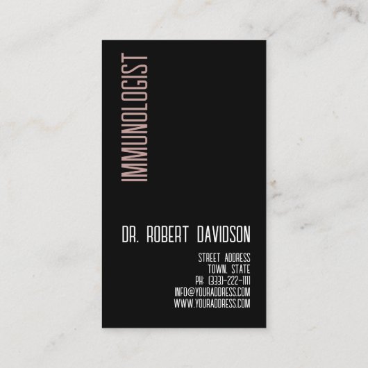 Immunologe Allergist Doctor Medical Modern Bold Visitenkarte (Rückseite)
