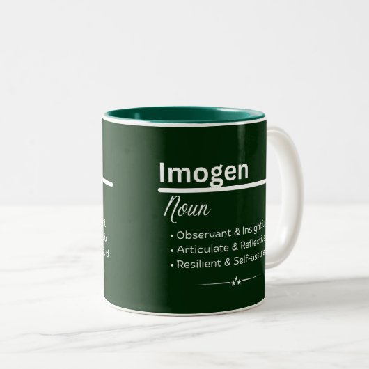 Imogen Personalized Name Coffee Mug Zweifarbige Tasse (VorderseiteRechts)