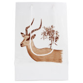Impala Antelope Tierwelt Zeichnend Sketch Mittlere Geschenktüte (Rückseite)