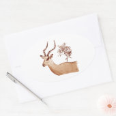 Impala Antelope Tierwelt Zeichnend Sketch Ovaler Aufkleber (Umschlag)